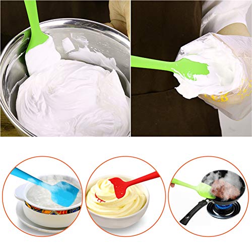 Silicone Spatulas Set, Rubber Spoon Spatula Heat Resistant Spoonula One Piece Design Seamless Spatula Non-Stick Scrapers Baking Mixing Tool (Green Set) - color: Green Set