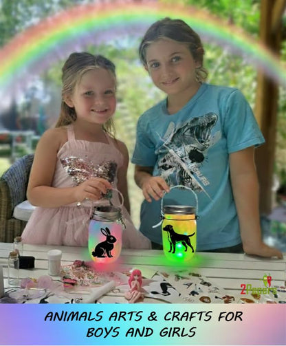 2Pepers DIY Animals Lantern Night Light Arts and Crafts for Kids Ages 3-12, Best Animal Gift for Boys & Girls, Make Your Own Birthday Present Toy Project - color: Turquoise- Animals