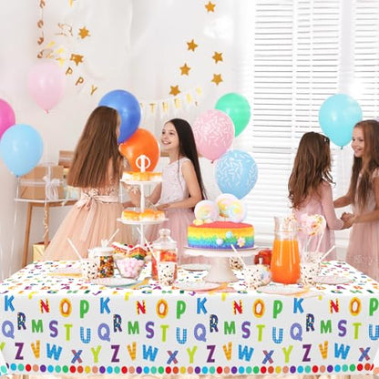 3Pcs Alphabet Plastic Tablecloth, 54 x 108 Inch Educational ABC Alphabet Party Table Cover for Early Learning, Boys and Girls Birthday Party Supplies - color: Alphabet