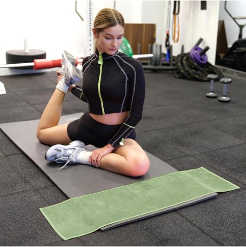 NUKURA 12” x 40” Gym Sweat Towel, 450 GSM, 100% Cotton, High Absorbency, Extra Soft & Quick Dry Workout, Yoga, Fitness, Pickleball, Running Neck Towel – Sage Green - color: Sage Green