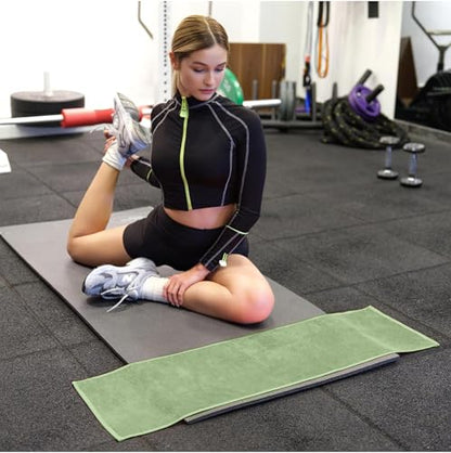 NUKURA 12” x 40” Gym Sweat Towel, 450 GSM, 100% Cotton, High Absorbency, Extra Soft & Quick Dry Workout, Yoga, Fitness, Pickleball, Running Neck Towel – Sage Green - color: Sage Green
