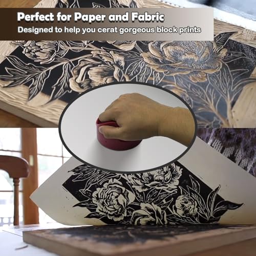 AEROVA 1 Pieces Block Printing Baren Tools Hand Printing Linocut Tools Printing Press Comfortable Handle - 4 inchs