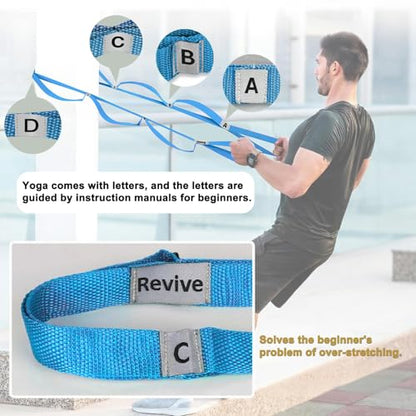 Stretching Strap Yoga Strap with 10 Loops, Non-Elastic Stretch Band for Physical Therapy, Flexibility, Exercise, Pilates, Dance & Gymnastics Workout - color: Blue