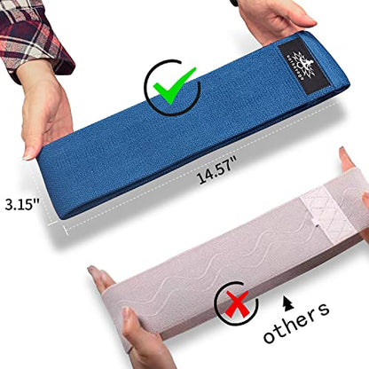 Hatha Yoga Large Resistance Band,14.5" x3.15",Fabric Exercise Loop Bands with Instruction Guide and Carry Bag, Set of 3. - color: Blue