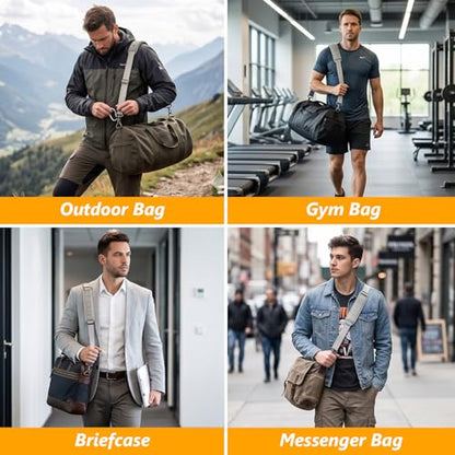 GNEGNI Replacement Shoulder Strap with Fixed Pad, Adjustable Heavy-Duty Crossbody Strap with 360° Metal Swivel Hooks for Laptop, Messenger, Duffel & Tool Bags (Grey) - color: Grey