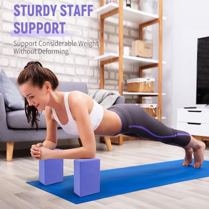 Yoga Blocks 2 Pack, 9"x6"x3" High-Density EVA Foam Yoga Block, Non-Slip Yoga Blocks for Yoga, Pilates Meditation, Stretching and Toning, Supportive, Latex-Free - color: Slate Blue