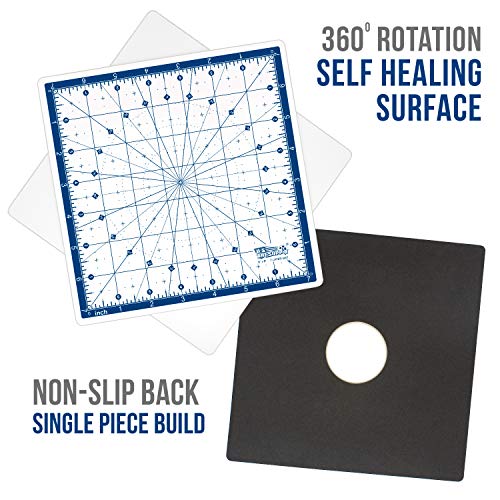 U.S. Art Supply 8"x8" Self-Healing Cutting Mat 7-Ply - Rotary White/Blue | Craft Mat, Non-Slip Cutting Mats for Crafts, Sewing, Quilting, Scrapbooking - size: 8"L x 8"W