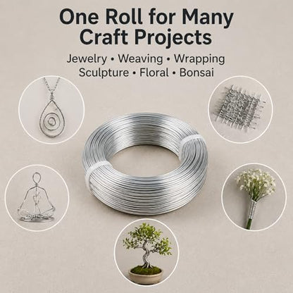 500 Feet Aluminum Craft Wire, 18 Gauge/1mm, Silver | Bendable Metal Wire, For Sculpting, Christmas Ornaments, Bonsai Trees, Jewelry Craft Making - size: 1mm