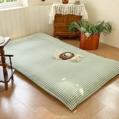 Sage Green Gingham Japanese Floor Mattress Futon Cover, Full - color: Sage Green Gingham, size: Full