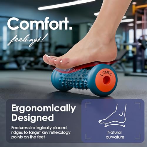 Foot Roller Massager for Plantar Fasciitis, Foot Arch and Heel Pain Relief | Deep Tissue Muscle Massage, Feet Ergonomic & Rounded Top Design - color: Cyan
