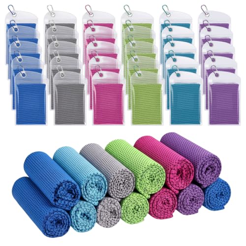 Honoson 30 Pack Cooling Towels for Neck and Face, 27 x 16 in, Bright Color - color: Bright Color