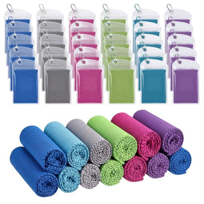 Honoson 30 Pack Cooling Towels for Neck and Face, 27 x 16 in, Bright Color - color: Bright Color