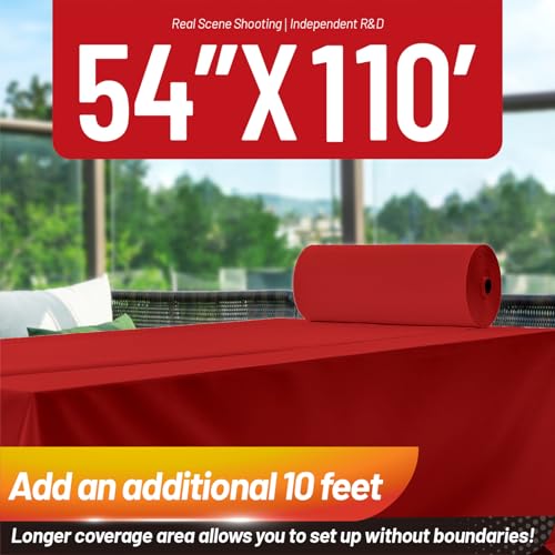 Plastic Table Cloth, 110 Ft X 54 In Disposable Tablecloth Red Tablecloth | Waterproof Plastic Table Cloth Disposable Plastic Table Cover Roll with Cutter for Birthday, Party, Graduation, Christmas - color: Red, size: 1320" x 54" (Rectangular)