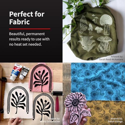 Speedball Fabric Block Printing Ink, 2.5 oz, Black, Non-Toxic Water-Miscible, No Heat Setting Required, Made in USA - color: Black, size: 2.5 fl oz