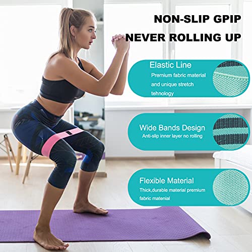 Booty Resistance Bands Non Slip Fitness Elastic Bands Fabric Workout Loop Belts Hip Thigh Straps Strength Squat Band for Girls Women Waist Belly Yoga Body Recovery