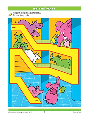School Zone Tracing Trails Workbook: 32 Pages, Preschool, Pre-Writing, Intro to Shapes, Alphabet, Numbers, Ages 3 to 5 (Little Hand Helper Book Series)