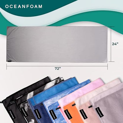 Oceanfoam Beach Towel – Lightweight, Absorbent, Quick-Drying, Sand-Resistant, Non-Slip – Ideal for Workouts, Yoga, Pilates, Beach, Pool, Boat & Travel – 25% Recycled – 72"x24" (Charcoal Gradient) - color: Charcoal