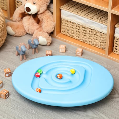 Seenelling Kids Maze Balance Board Sensory Training Toy, Blue, Round - color: Blue, style: Round