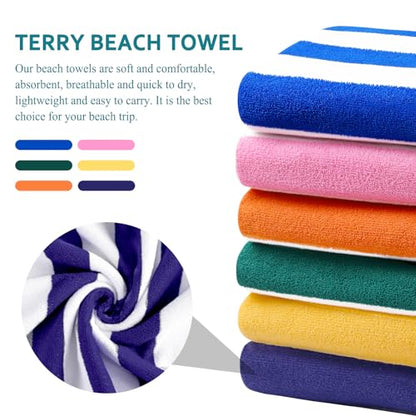Genovega 6 Packs Oversized 72X40 Inch Stripe Beach Towel Thin Terry Set Extra Large XL Big Clearance Towels Soft Swim Pool Travel Accessories Essentials Camping Adults Men Women Gift Navy Blue - color: Navy Blue, size: 72.00" X 40.00"