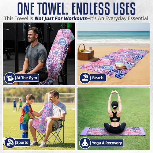 CHEEKY WINX Hooded Microfiber Gym Towel – Highly Absorbent Car Seat Towel with Carry Bag – Double-Sided Sweat Towel, Reversible, Quick Dry & Sand-Resistant Fabric, Joy, 130 x 60cm - color: Joy