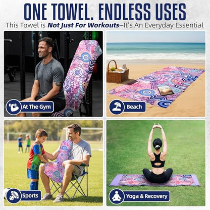 CHEEKY WINX Hooded Microfiber Gym Towel – Highly Absorbent Car Seat Towel with Carry Bag – Double-Sided Sweat Towel, Reversible, Quick Dry & Sand-Resistant Fabric, Joy, 130 x 60cm - color: Joy