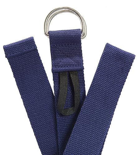 Everyday Yoga Strap with Metal D-Ring Athletic Stretching, 6ft/8ft/10ft | Durable Stretching Strap, Flexibility Training, Exercise & Fitness For Yoga, Pilates, Physical Therapy, Gym, Unisex-Adult - color: True Navy, size: 6 Foot