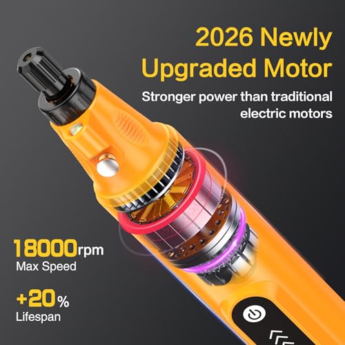 Baste Mini Cordless Rotary Tool Kit - 5 Speed 18000RPM, 109 Accessories Type-C Charging Power Rotary Tool for 3D Printing, DIY Crafts, Sanding, Polishing, Drilling, Etching, Engraving (Orange) - color: Orange