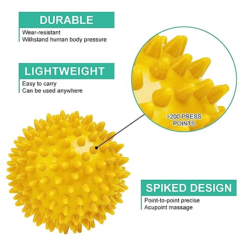 URAQT Spiky Massage Ball, 3 Pack Hard Spiky Massage Ball Roller Set, Professional Physical Therapy Massage Balls for Myofascial Release, Trigger Point Deep Tissue Massage, Plantar Fasciitis Recovery - color: 3pcs-a