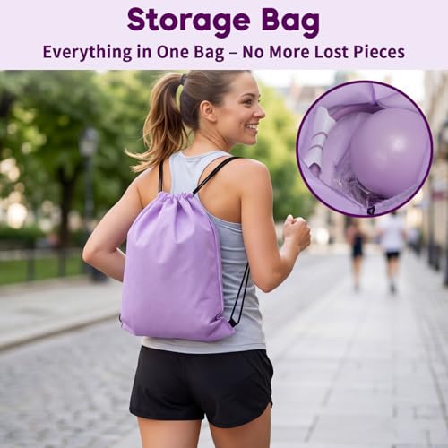 Hoikwo Purple 15 Pcs Pilates Kit for Women Resistance Bands Combo Yoga Sets | 7.3" Yoga Ball with Pump, 5 TPE Loop Bands, Long Band, Figure-8 Band, 2 Sliders, Grip Socks and Storage Bag for Home, Gym