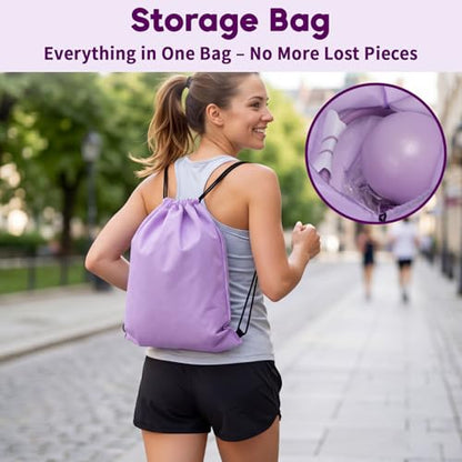 Hoikwo Purple 15 Pcs Pilates Kit for Women Resistance Bands Combo Yoga Sets | 7.3" Yoga Ball with Pump, 5 TPE Loop Bands, Long Band, Figure-8 Band, 2 Sliders, Grip Socks and Storage Bag for Home, Gym