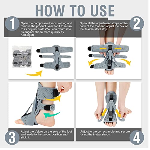 Plantar Fasciitis Night Splint-Upgrade 3 Adjustable Planter Facetious Relief Brace,Support Relief Foot Drop Achilles Tendonitis Day Night(Gray-2PC)