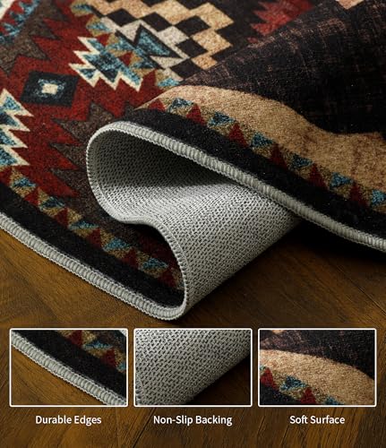 YIHOUSE Washable Rustic Cabin Round Rug, 6ft - color: Brown, size: 6' (Round)