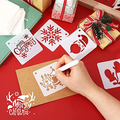 Augshy 56 Pack 3 Inch Christmas Stencils, Dot Painting Holiday Templates | Reusable Design, Rock Painting Art Crafts, Scrapbooking Wall Floor Decor, DIY Drawing Projects - style: Christmas
