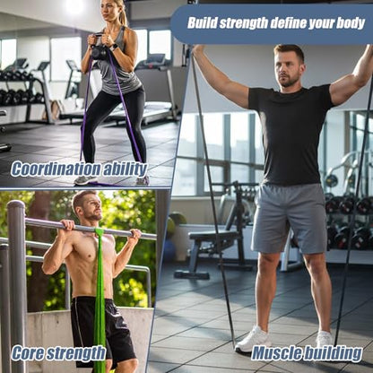 8pcs Pull Up Assistance Bands Set 5pcs Resistance Bands for Men | 2pcs Thin Pull Up Band, Cloth Bag, Gym Exercise Workout Band, Working Out, Stretching, Physical Therapy, Muscle Training