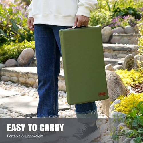 HappyPicnic Extra Thick Kneeling Pad, 1 Pack, Green, 17.5 x 11 x 2in | Soft High-density Foam knee Support, with Handle, Easy to Clean, for Gardening, Yoga, Prayer, Housework, Exercise - color: Green