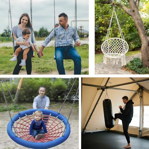 Heavy Duty Stainless Steel Chains, Heavy Punching Bag Chain with 2 Carabiners, 550LB Capacity Hammock Hardware Kit for Swing Chairs Hammocks Punching Bags Yoga Trapeze Indoor & Outdoor Gym