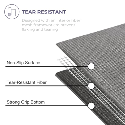 Voyage 5mm Studio Yoga Mats, 10 Pack, 72x24in | Extra Long, Anti-Tear Exercise Mats for Workout, Stretching, Fitness - Non Slip Gym Mats for Home, Schools and Studios - color: Charcoal