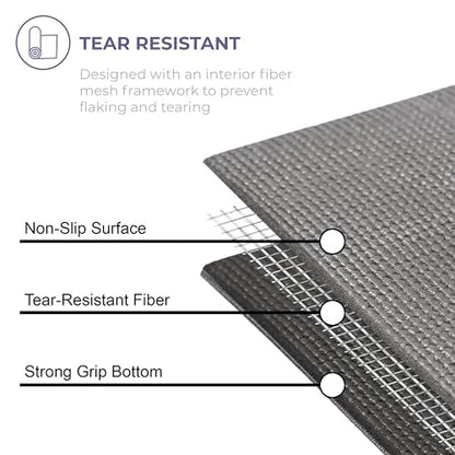 Voyage 5mm Studio Yoga Mats, 10 Pack, 72x24in | Extra Long, Anti-Tear Exercise Mats for Workout, Stretching, Fitness - Non Slip Gym Mats for Home, Schools and Studios - color: Charcoal