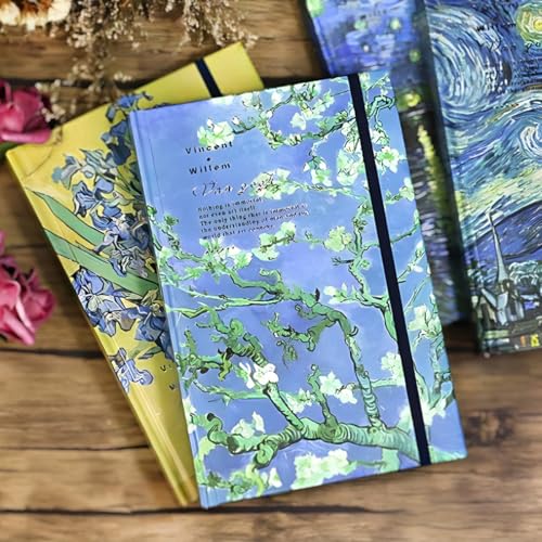 Art Journal, Sketch book, Blank Notebook, 130gsm, Thick Paper Sketchbook, A5, Hardcover Drawing Notebook, Blank Page Journal, Lay Flat, Unlined, Van Gogh Almond Blossom, Cute Sketchbook - color: A5-Almond