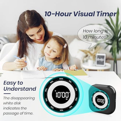 PERSUPER Visual Timer for Kids, Rechargeable 10-Hour Count Up/Down Timer | with 3 Brightness Display, 3 Volume Levels and Magnetic, Homeschool Study Tool, Large Digital Timers for Kitchen, Classroom - color: Black-1