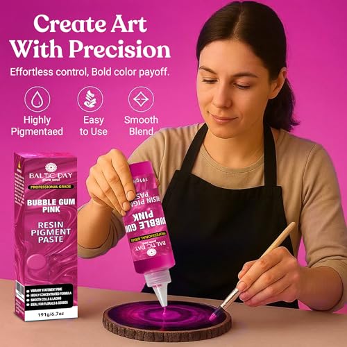 BALTIC DAY Bubblegum Pink Epoxy Resin Pigment Paste, Extra Large 191g (6.7oz) – Opaque Resin Colorant, Highly Concentrated Epoxy Dye, Mica Powder Alternative for Resin Art, Jewelry, Tumblers - color: Bubblegum Pink