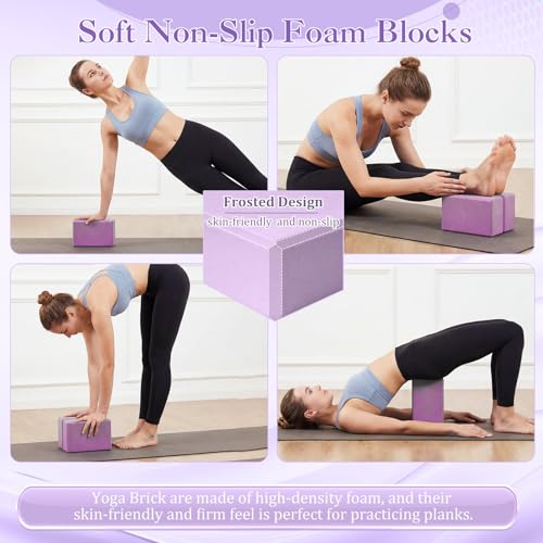 6-in-1 Yoga Balls and Yoga Block Set with Strap Foot Pump, Exercise Pregnancy Balls for Birthing, Pilates Kit Fitness Physical Therapy Home Gym Workout Equipment - color: Purple