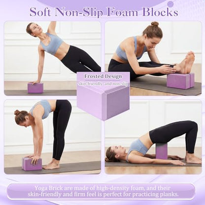 6-in-1 Yoga Balls and Yoga Block Set with Strap Foot Pump, Exercise Pregnancy Balls for Birthing, Pilates Kit Fitness Physical Therapy Home Gym Workout Equipment - color: Purple