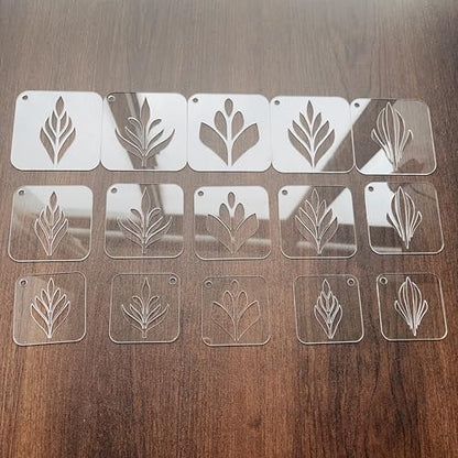 NUO RUI Mandala Stencil Set, 15 Clear Acrylic Stencils, 5 Assorted Designs, 3 Sizes, Reusable and Washable, for Dot Art and Painting (Pattern 3)