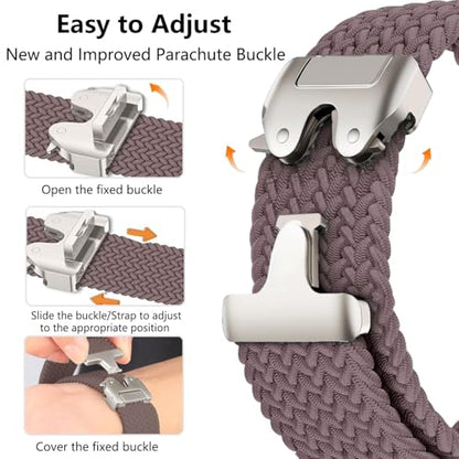 Nylon Braided band Compatible with Samsung Galaxy Watch 8/9 40mm 44mm - color: Smoky Purple