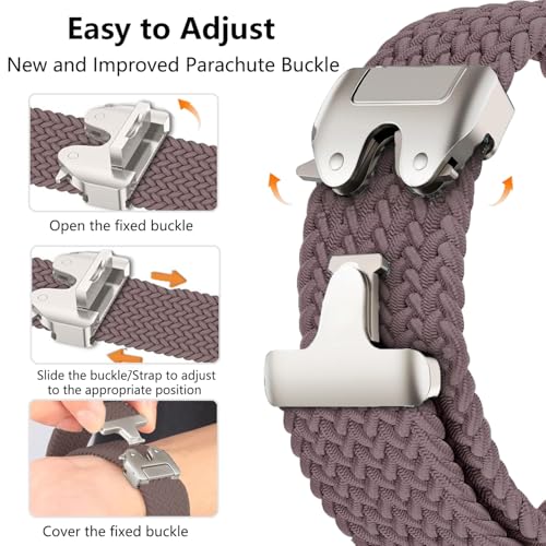 Nylon Braided band Compatible with Samsung Galaxy Watch 8 40mm 44mm, Elastic Band for Galaxy Watch 8 Classic 46mm - color: Smoky Purple