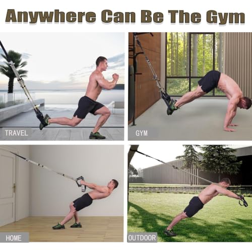 Bodyweight Resistance Training Straps, Home Gym Fitness Trainer kit - color: Gray