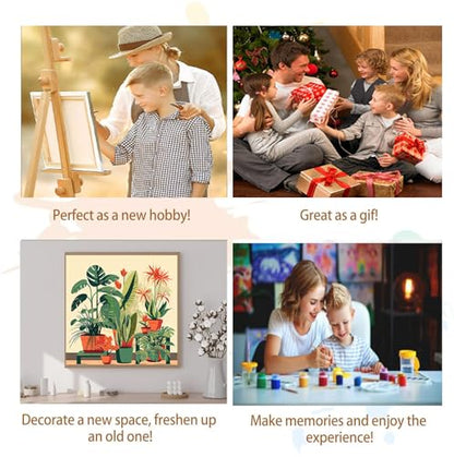 Artunion Framed Paint by Numbers Kit for Adults Beginners & Kids Ages 8-12,Green Plant Paint by Number with Frame,Plant Paint by Numbers Kit on Canvas 10 * 10 Inch Without Easel - color: ZXT-330-F