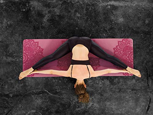 YOGA DESIGN LAB | The Infinity Mat | Luxurious Non-Slip Design Provides Unparalleled Grip to Support and Align You Beautifully | Eco-Friendly | w/Carrying Strap! - color: Mandala Rose, size: 5mm