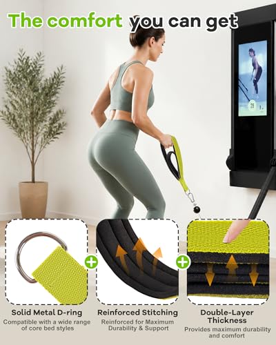 Wonderful Day Upgraded Pilates Loops Compatible with Tonal Smart Home Gym, Soft Thickened Double Loop Straps with Sturdy Adapters, Fitness Accessories for Reformer & Wall Pulley (2 Count) - color: Green